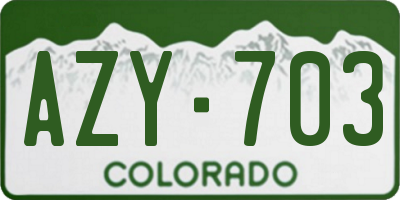 CO license plate AZY703