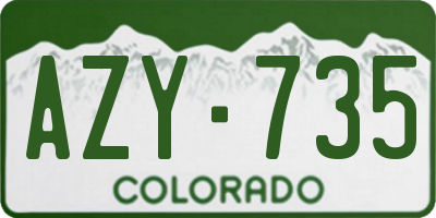 CO license plate AZY735