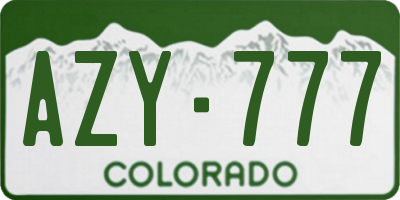 CO license plate AZY777