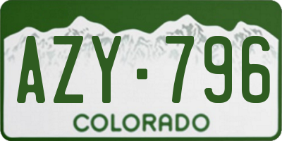 CO license plate AZY796