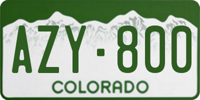 CO license plate AZY800