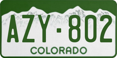 CO license plate AZY802