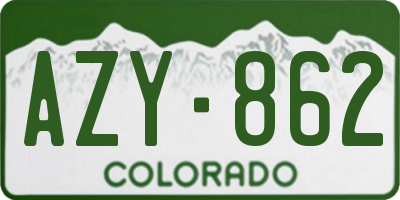 CO license plate AZY862