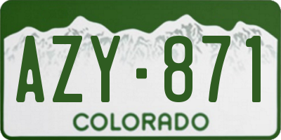 CO license plate AZY871