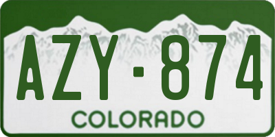 CO license plate AZY874