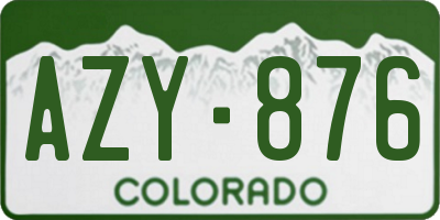 CO license plate AZY876