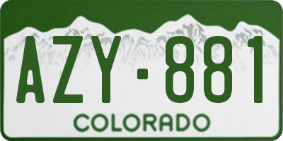 CO license plate AZY881