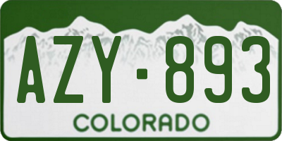 CO license plate AZY893