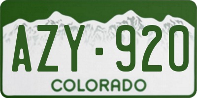 CO license plate AZY920