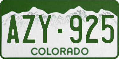 CO license plate AZY925