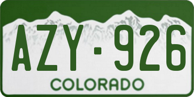 CO license plate AZY926