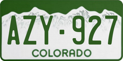 CO license plate AZY927