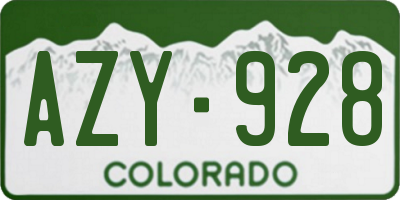 CO license plate AZY928