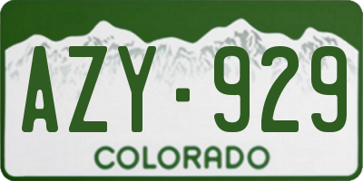 CO license plate AZY929