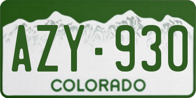 CO license plate AZY930