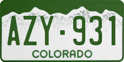 CO license plate AZY931