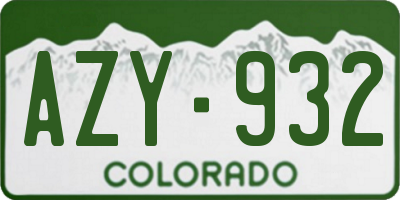 CO license plate AZY932