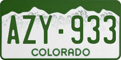 CO license plate AZY933