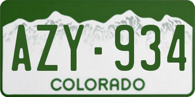 CO license plate AZY934