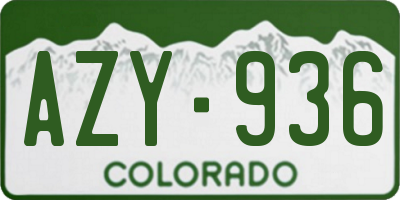 CO license plate AZY936