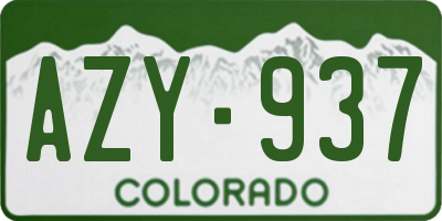 CO license plate AZY937