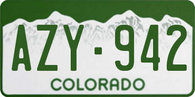 CO license plate AZY942