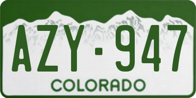 CO license plate AZY947