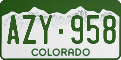 CO license plate AZY958