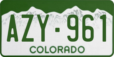 CO license plate AZY961