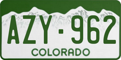 CO license plate AZY962