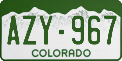 CO license plate AZY967