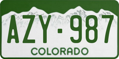 CO license plate AZY987