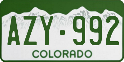 CO license plate AZY992
