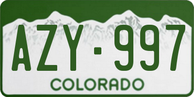 CO license plate AZY997