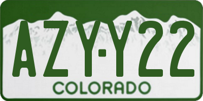 CO license plate AZYY22