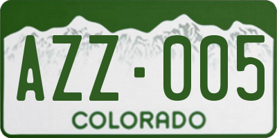 CO license plate AZZ005