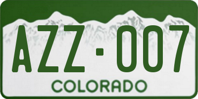 CO license plate AZZ007