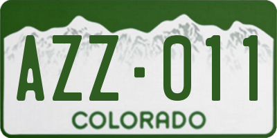 CO license plate AZZ011