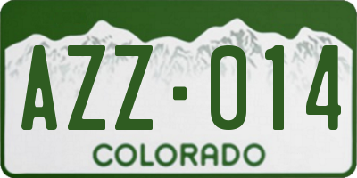 CO license plate AZZ014