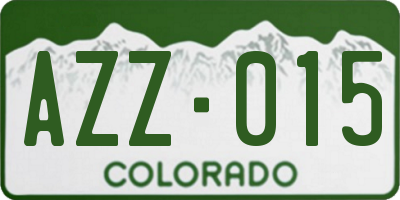CO license plate AZZ015