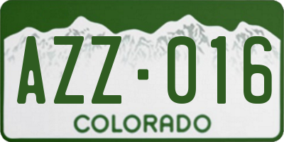 CO license plate AZZ016