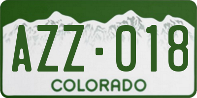 CO license plate AZZ018