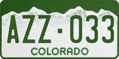 CO license plate AZZ033