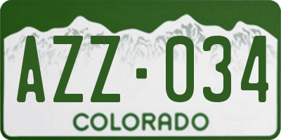 CO license plate AZZ034