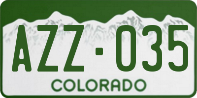 CO license plate AZZ035