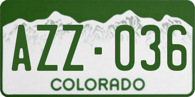 CO license plate AZZ036