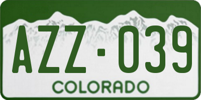 CO license plate AZZ039