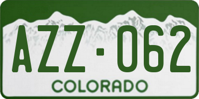 CO license plate AZZ062