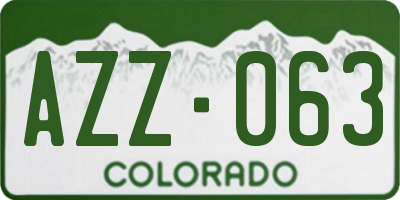 CO license plate AZZ063