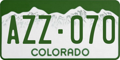 CO license plate AZZ070